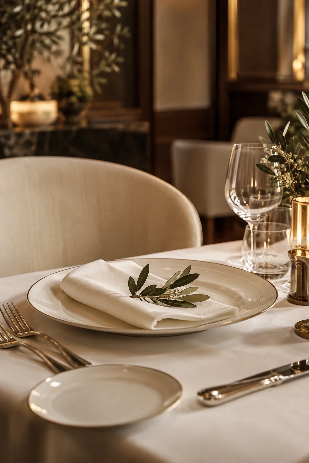 A beautifully set table in the dining room